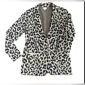 J. Crew Animal  Print 100% Cotton Sweater Blazer S